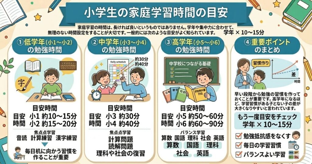 小学生の家庭学習時間の目安