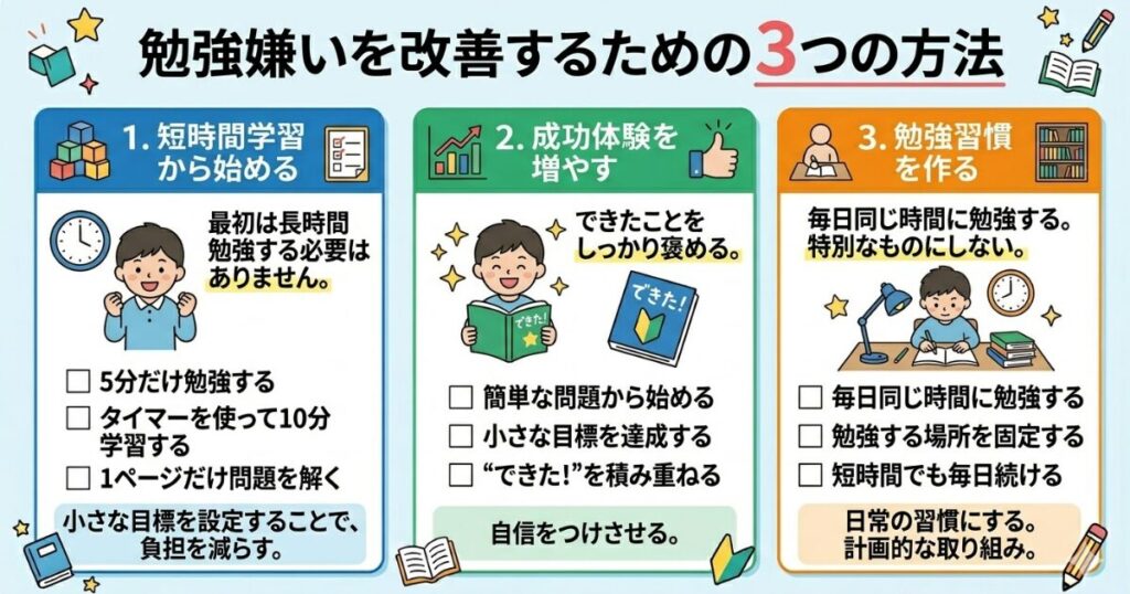 勉強嫌いを改善するための方法